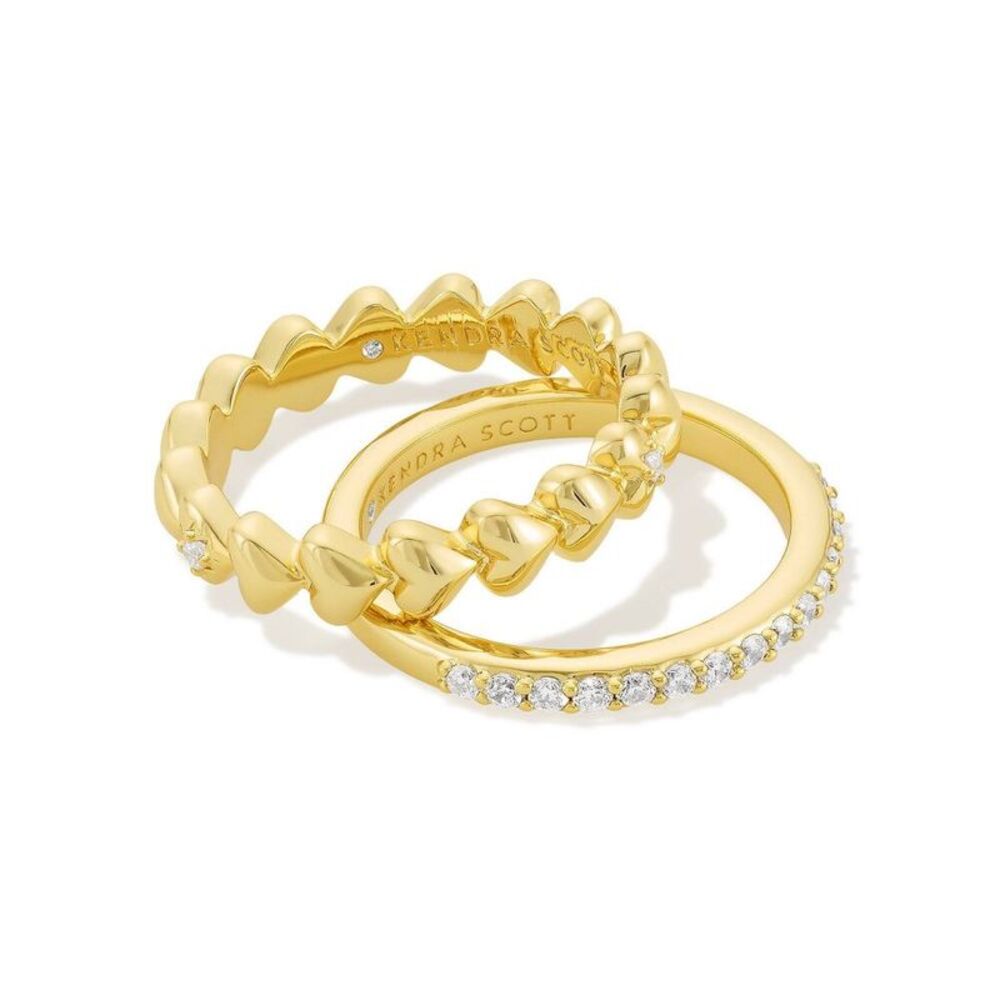 Kendra Scott -  Anna Crystal Ring Set Of 2 - Gold/Whi Gold/White